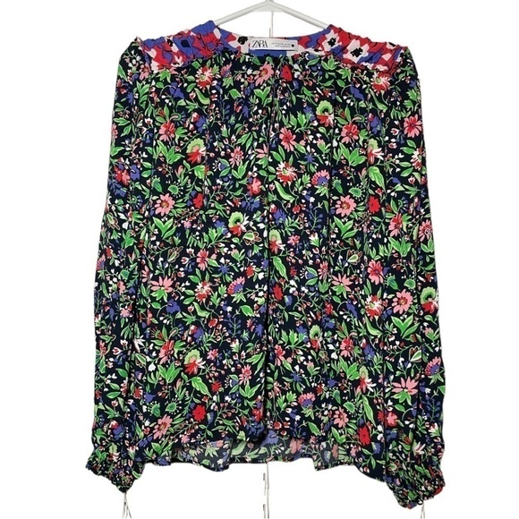 ZARA SHOULDER PAD PATCHWORK BLOUSE SIZE M - Picture 4 of 9